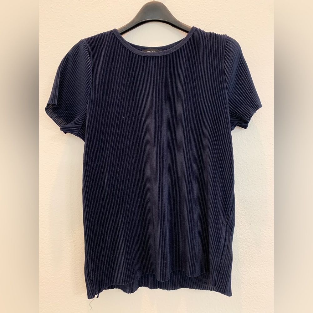 Zara Navy Pleated Shirt